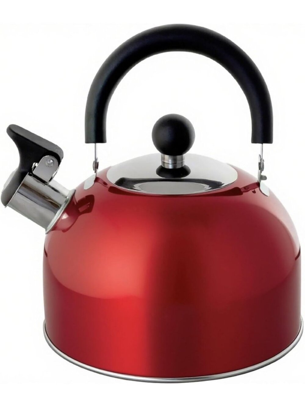 Red Kitchen Whistling Tea Kettle 2 Quart Stainless Steel Stovetop Teapot Boiler
